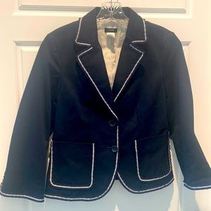 JCrew Preppy Style Blazer, Navy, 3/4 Sleeves, White Ribbon Stitching Sz6